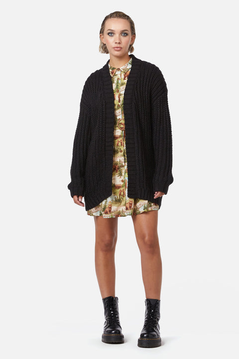 Field Work Chunky Knit Cardi Black