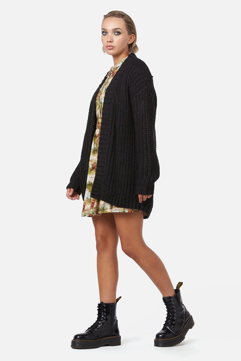 Field Work Chunky Knit Cardi Black