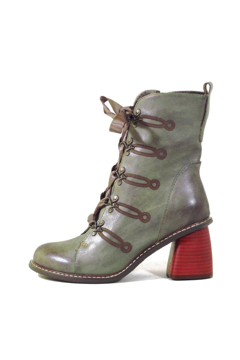 Geraldine Victorian Booties Green