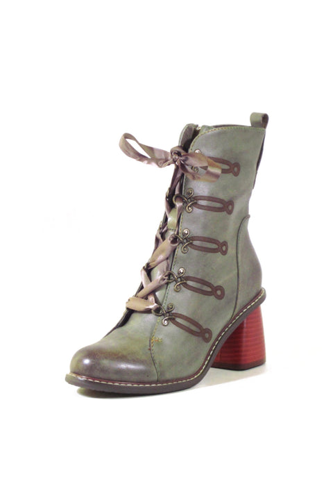 Geraldine Victorian Booties Green
