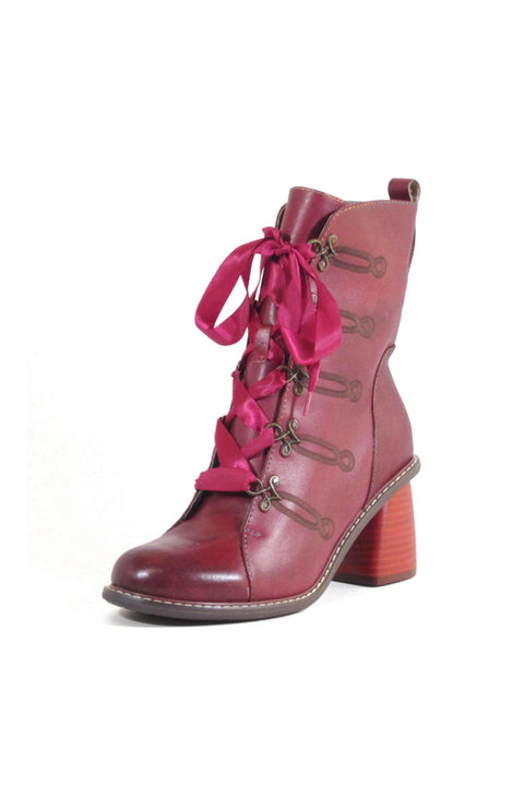 Geraldine Victorian Booties Red
