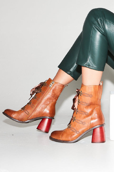 Geraldine Victorian Booties Tan