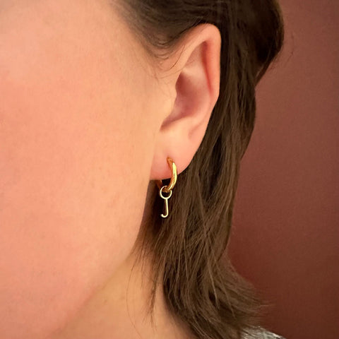 Letters Huggie Hoop Charm (Single)