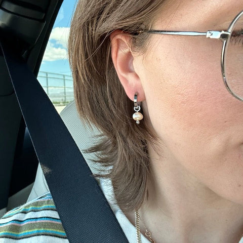 Natural Pearl Huggie Hoop Charms