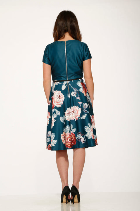 Teal Comcast Floral Dress