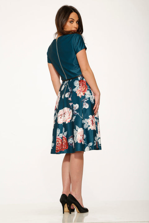 Teal Comcast Floral Dress