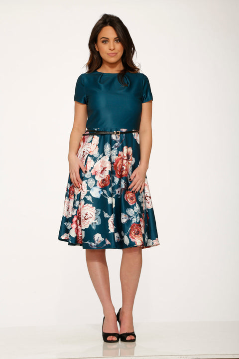 Teal Comcast Floral Dress