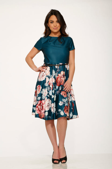 Teal Comcast Floral Dress