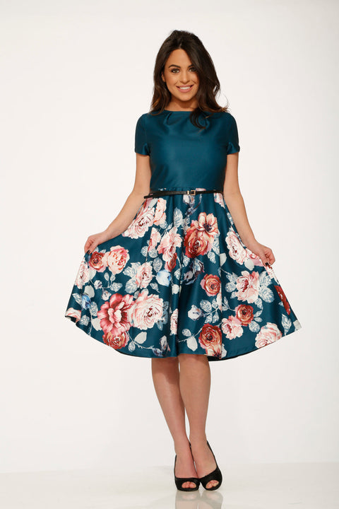 Teal Comcast Floral Dress