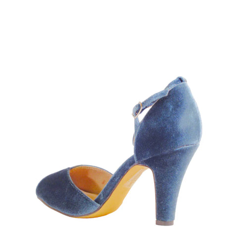 Lola Velvet Heels Blue