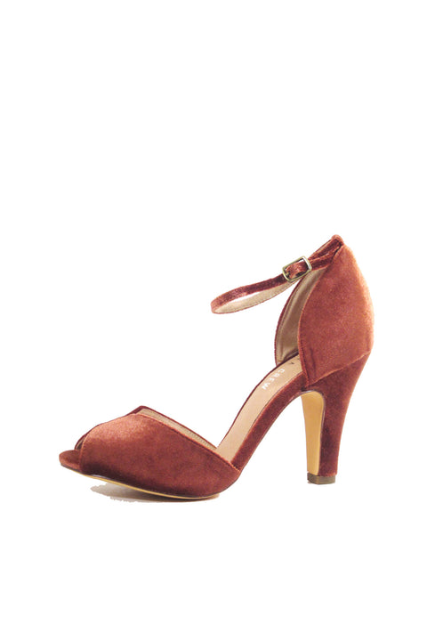 Lola Velvet Heels Rust