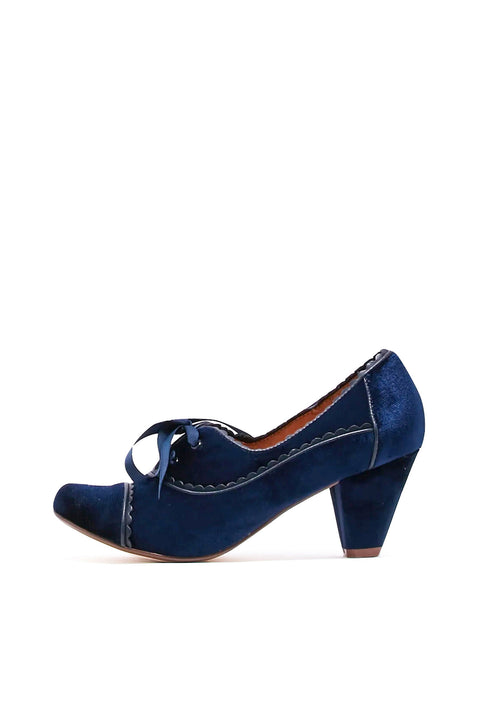 Madison Velvet Retro Heels Navy