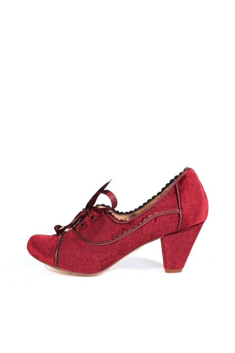 Madison Velvet Retro Heels Burgundy