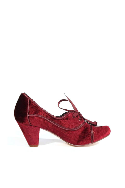 Madison Velvet Retro Heels Burgundy