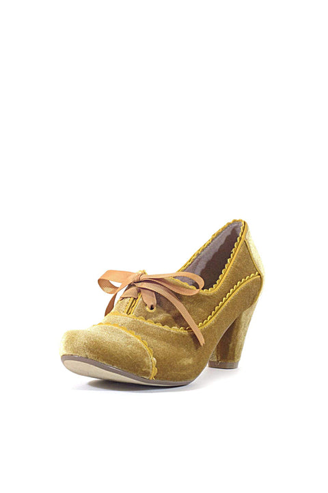 Madison Velvet Retro Heels Mustard