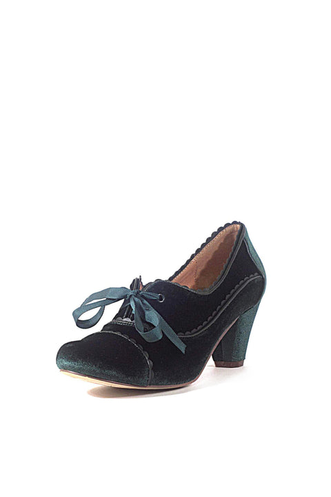 Madison Velvet Retro Heels Green