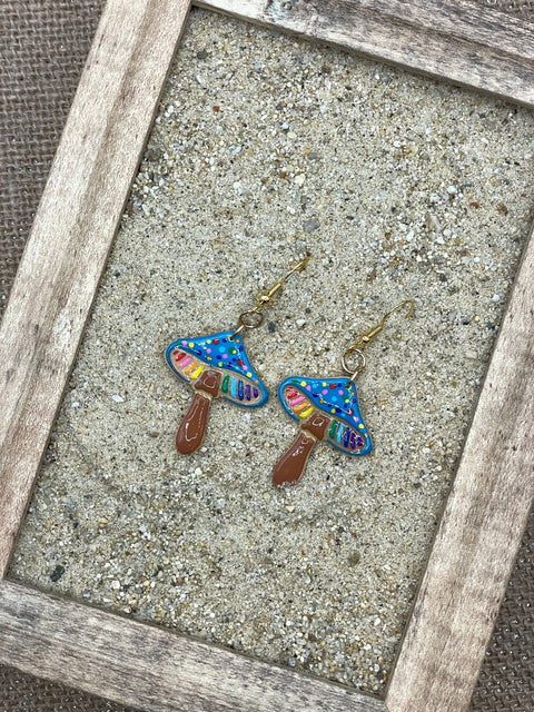 Groovy Mushroom Rainbow Dot Earrings