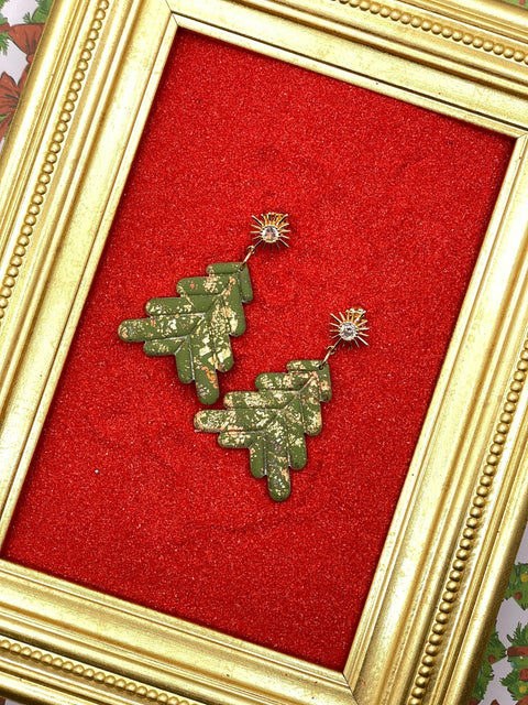 Gold Sparkle Tree Earrings