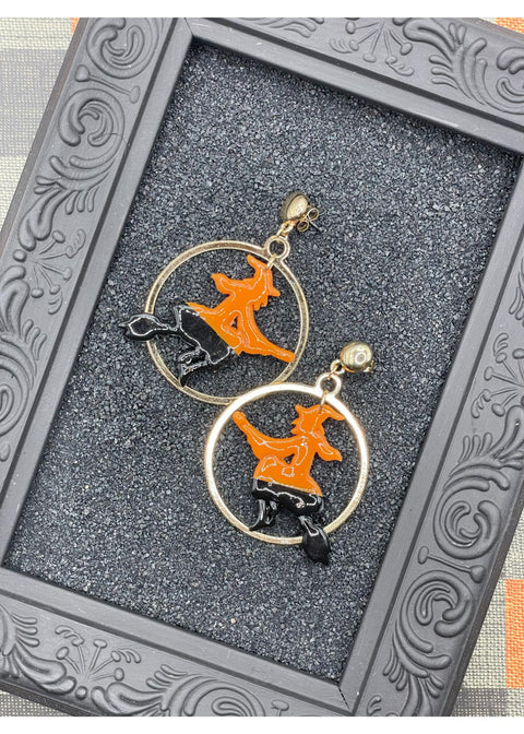 Salem Full Gold Moon Witch Earrings