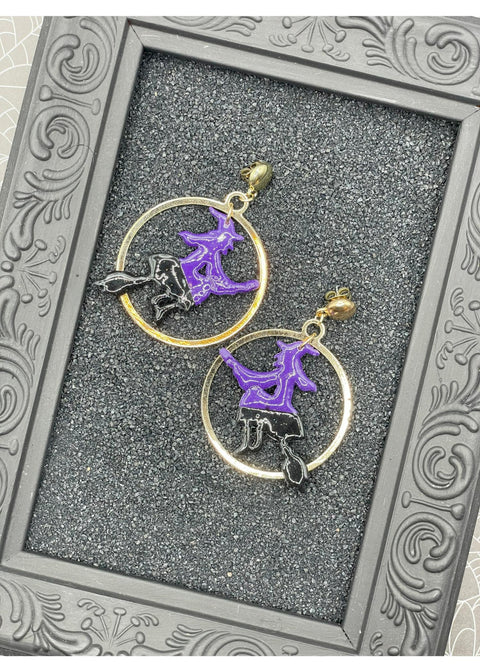 Salem Full Gold Moon Witch Earrings