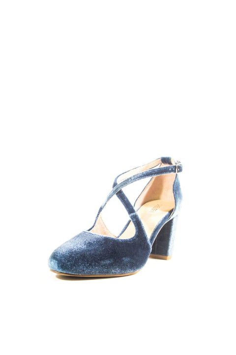 Oren Velvet Mary Jane Heels Blue