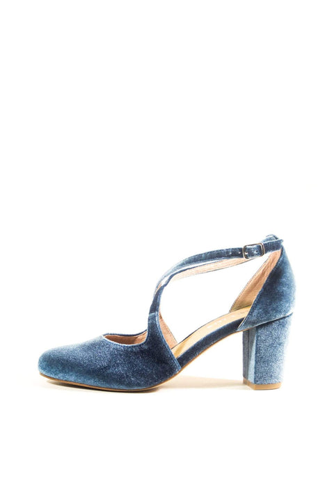 Oren Velvet Mary Jane Heels Blue