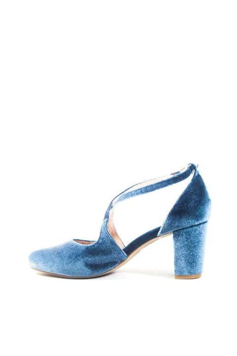 Oren Velvet Mary Jane Heels Blue