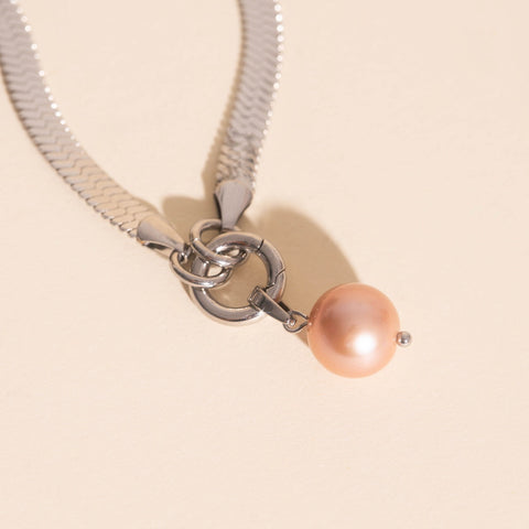 Pink Pearl Necklace Charm