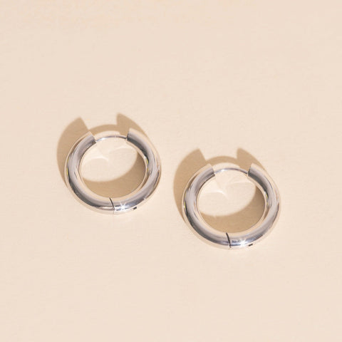 Titanium Chunky Rounded Huggie Hoop Earrings