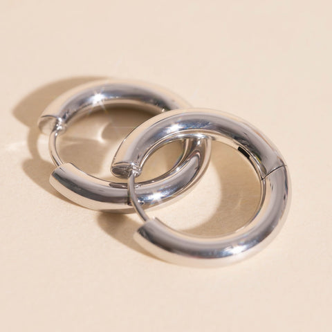 Titanium Chunky Rounded Huggie Hoop Earrings