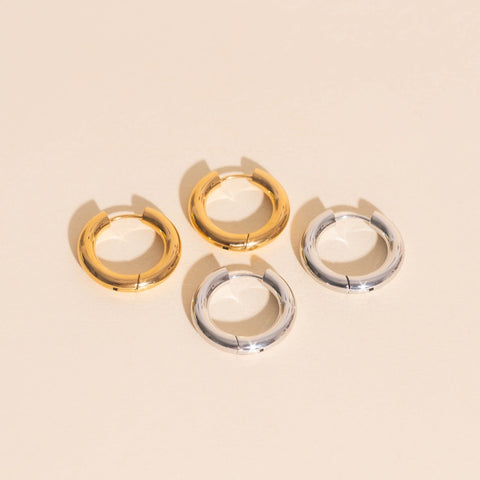 Titanium Chunky Rounded Huggie Hoop Earrings