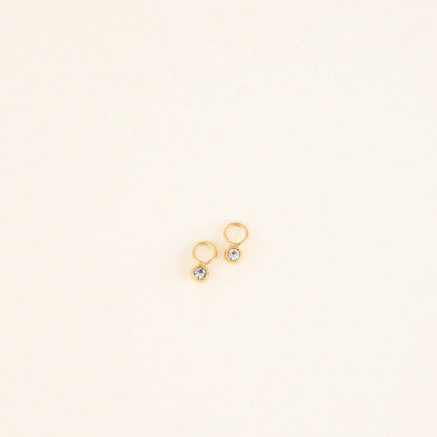 Round Crystal Huggie Hoop Charms