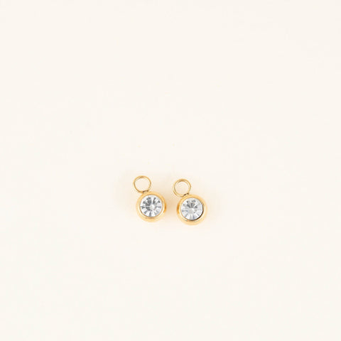 Round Crystal Huggie Hoop Charms