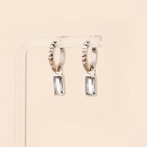 April Birthstone Huggie Hoop Charms