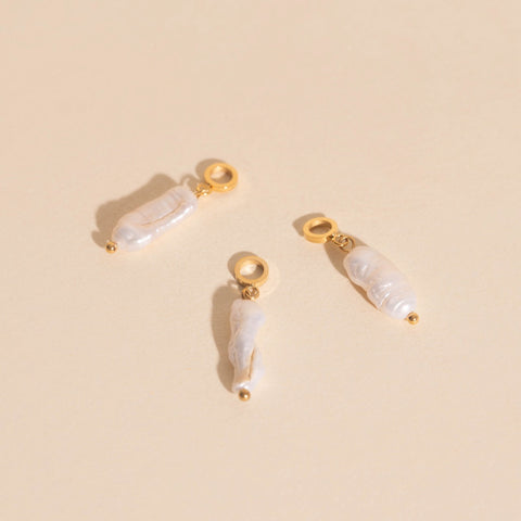Baroque Natural Pearl Huggie Hoop Charms
