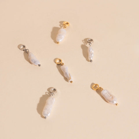 Baroque Natural Pearl Huggie Hoop Charms