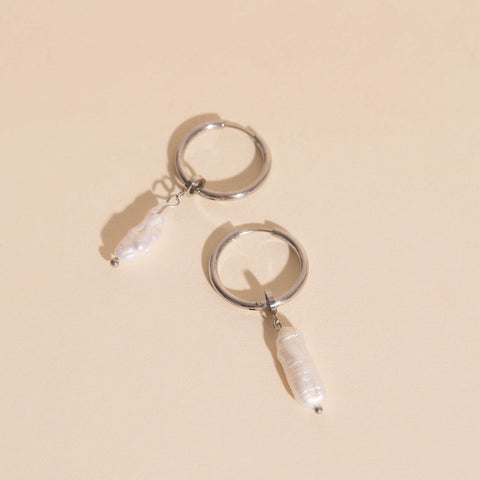 Baroque Natural Pearl Huggie Hoop Charms