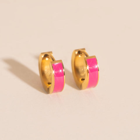 Color Chunky Huggie Hoop Earrings