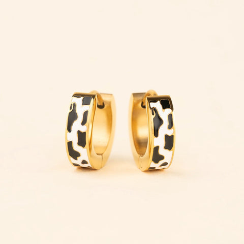 Cow-print Chunky Huggie Hoop Earrings