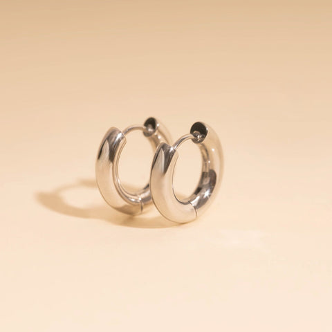 Titanium Chunky Rounded Huggie Hoop Earrings