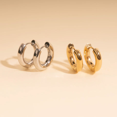 Titanium Chunky Rounded Huggie Hoop Earrings