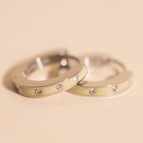Enamel Crystal Huggie Hoop Earrings