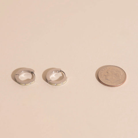 Enamel Crystal Huggie Hoop Earrings