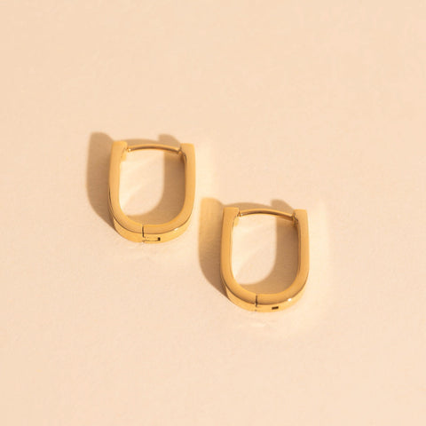 Smooth Stirrup Huggie Hoop Earrings