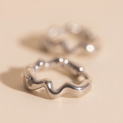 Squiggly Rounded Huggie Hoop Earrings