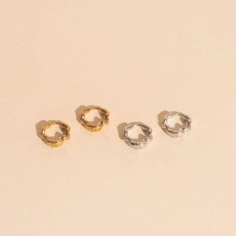 Squiggly Rounded Huggie Hoop Earrings