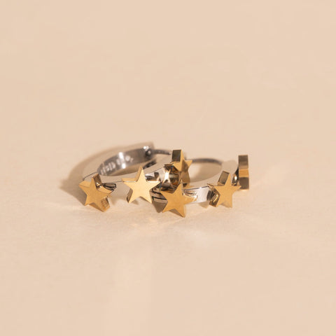 Star 3D Huggie Hoop Earrings