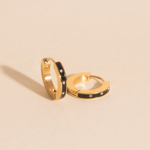 Enamel Crystal Huggie Hoop Earrings