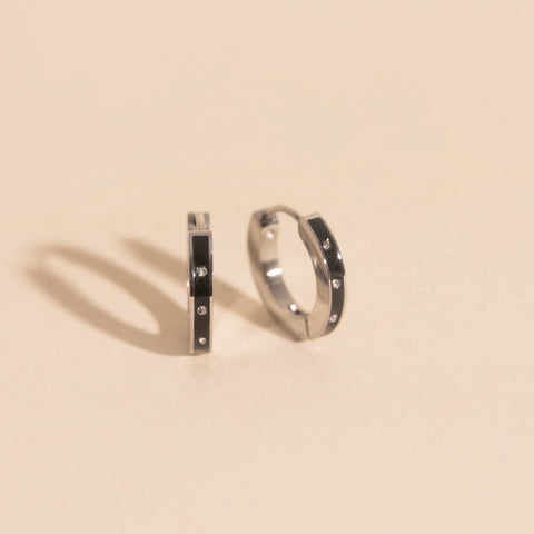 Enamel Crystal Huggie Hoop Earrings