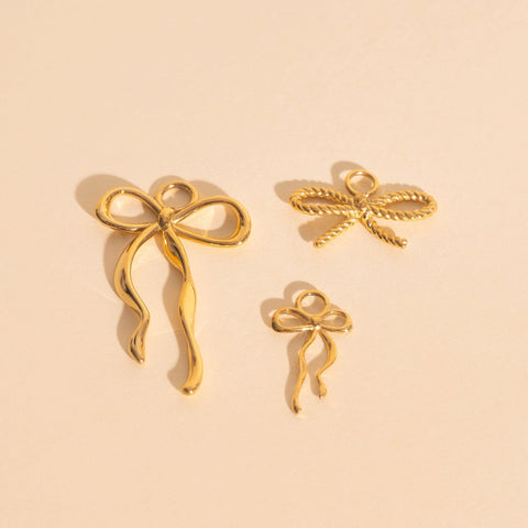 Rope Bow Huggie Hoop Charms